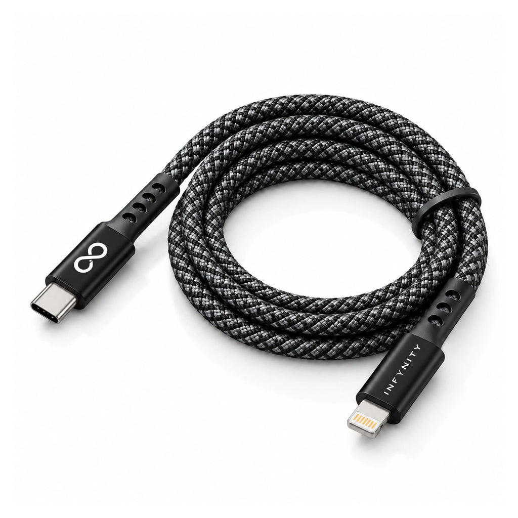 INFYNITY 27W Type-C to Lightning Fast Charging Cable – 1.5M Nylon Braided