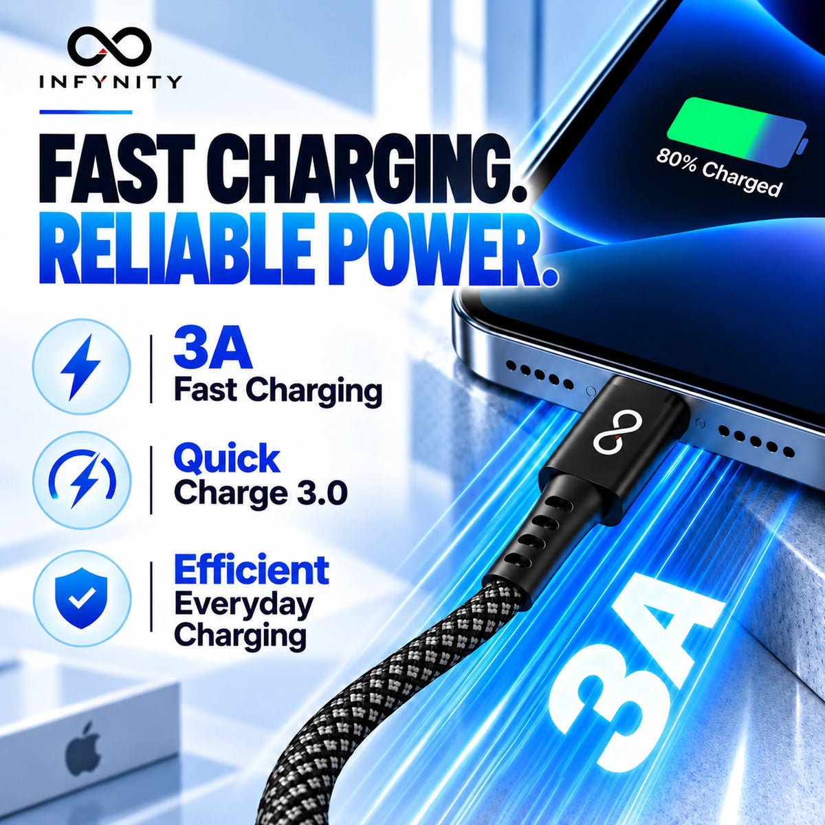 INFYNITY 60W USB-A to Type-C Fast Charging Cable – 1.5M Nylon Braided