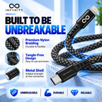 INFYNITY 27W Type-C to Lightning Fast Charging Cable – 1.5M Nylon Braided