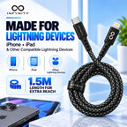 INFYNITY 27W Type-C to Lightning Fast Charging Cable – 1.5M Nylon Braided