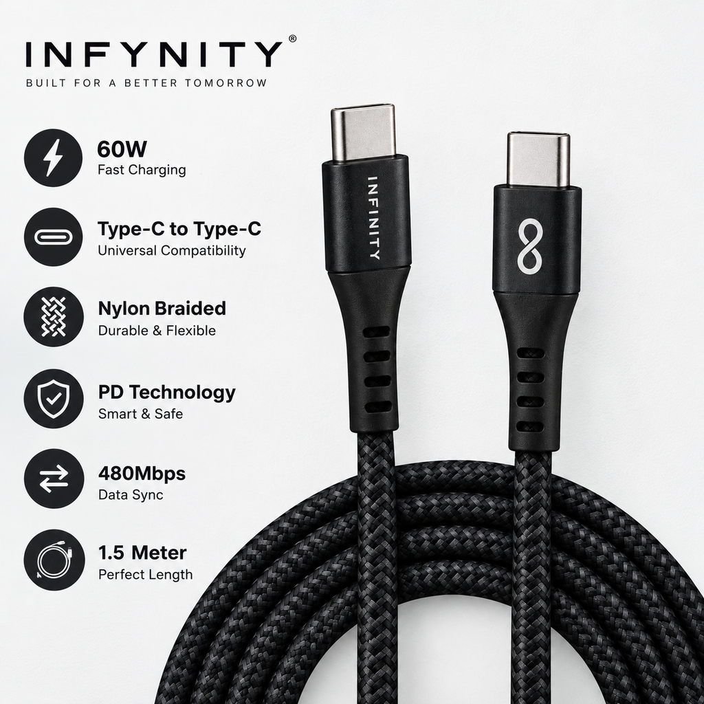 TYPE-C to TYPE-C CABLE BLACK 60W