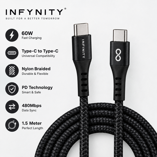 TYPE-C to TYPE-C CABLE BLACK 60W