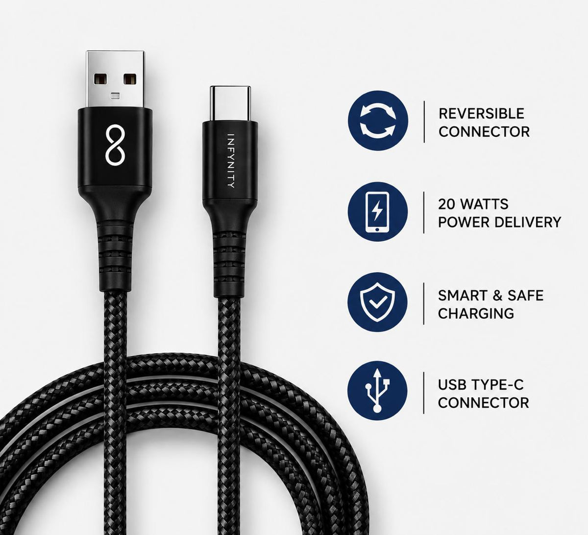 USB TYPE to TYPE-C CABLE BLACK 60W